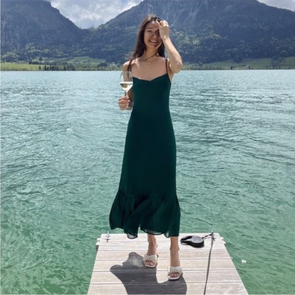 NEW Reformation Emersyn Dress Emerald 2 - Picture 8 of 17